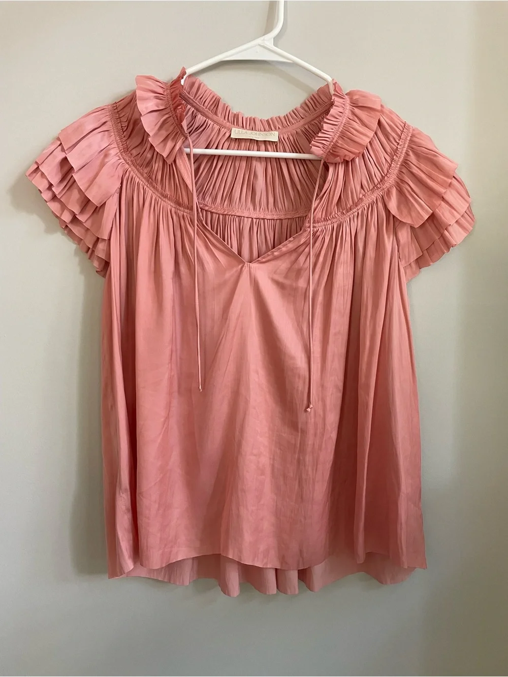 Ulla Johnson Liv Blouse Satin Rose Pink Size 4